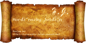 Horánszky Jolán névjegykártya